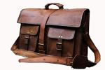 18" Classic Leather Laptop Briefcase Bag - Brown