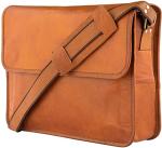 Vintage Brown Leather Gaming Laptop Messenger Bag