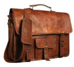 Men's Vintage Brown Leather Shoulder Laptop Briefcase