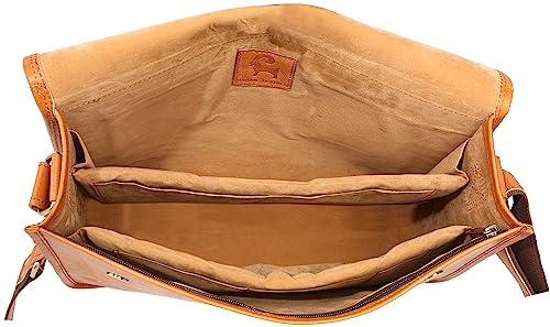 Vintage Brown Leather Gaming Laptop Messenger Bag