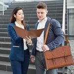 Vintage Leather Laptop Messenger Bag for Work and Travel