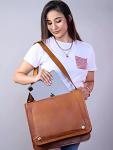Vintage Brown Leather Gaming Laptop Messenger Bag