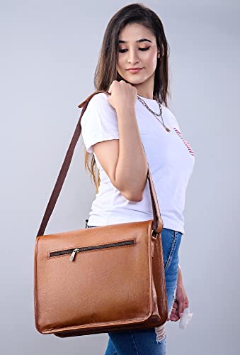 Vintage Brown Leather Gaming Laptop Messenger Bag