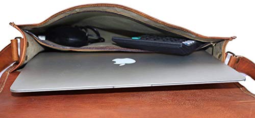 Men's Vintage Brown Leather Shoulder Laptop Briefcase