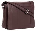 Genuine Leather Crossover Shoulder Laptop Bag - Brown
