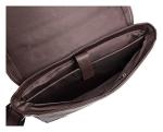 Genuine Leather Crossover Shoulder Laptop Bag - Brown