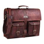 18" Vintage Leather Laptop Messenger Bag for Gaming