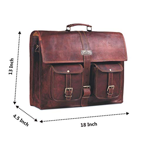 18" Vintage Leather Laptop Messenger Bag for Gaming