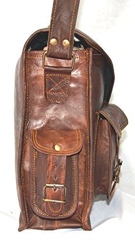 Handolederco 18" Vintage Leather Messenger Gaming Laptop Bag