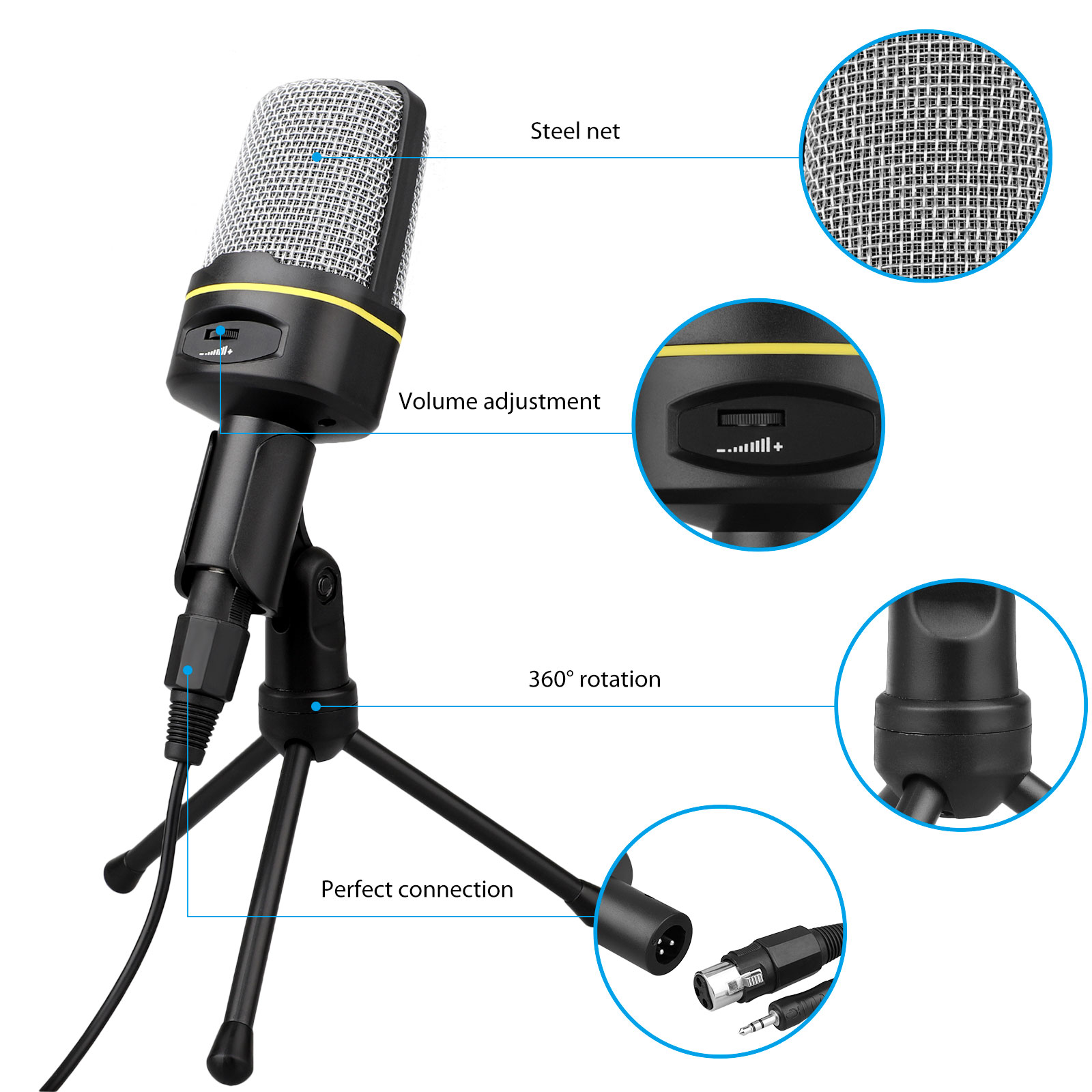 Versatile 3.5mm Microphone with Tripod Stand