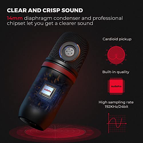 USB Microphone - AUDIOPRO Computer Condenser Gaming Mic for PC/Laptop/Phone/PS