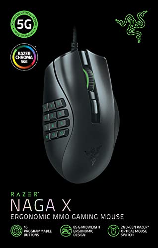 Razer Naga X - Ergonomic MMO Gaming Mouse - Black