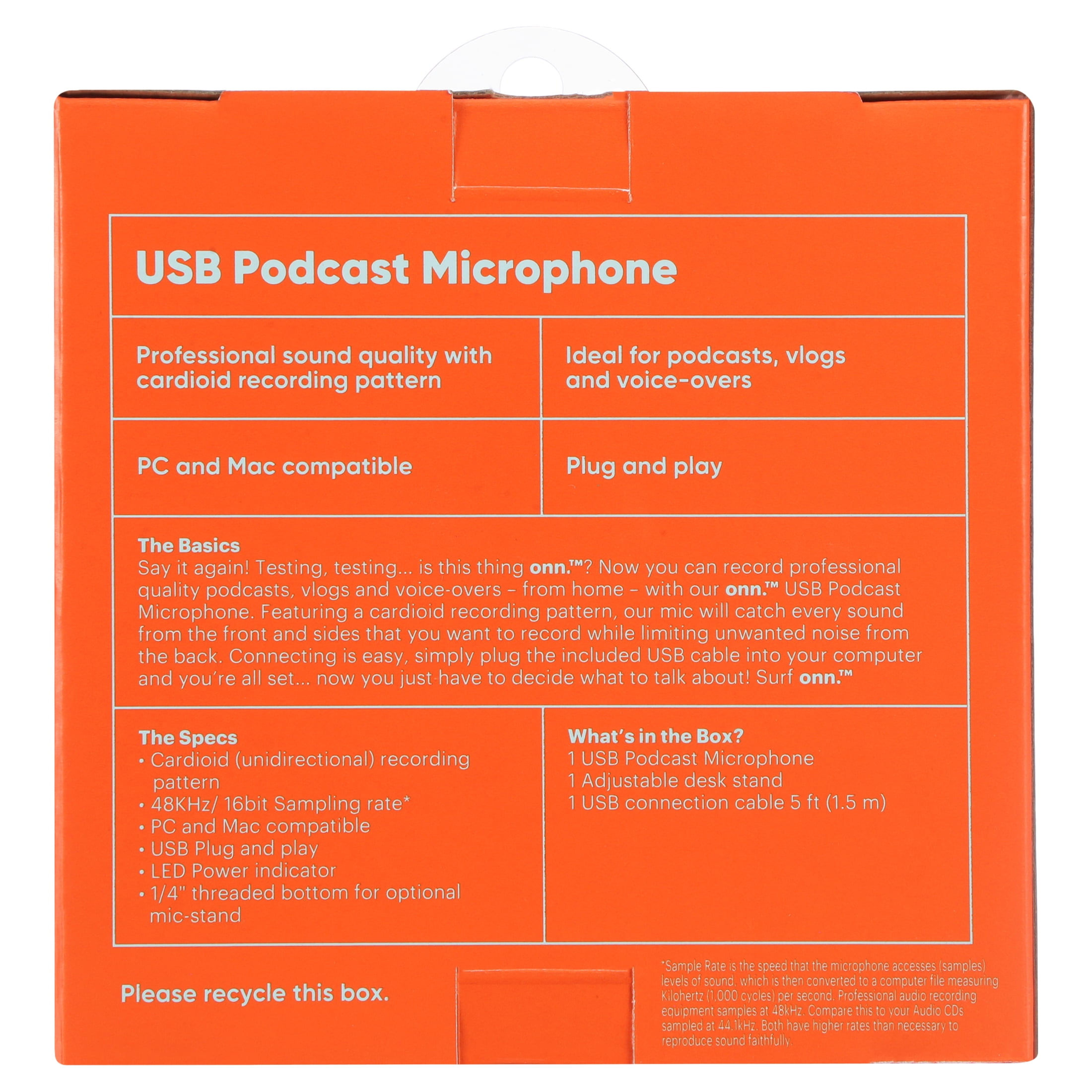 USB Podcast Microphone - Cardioid Recording Pattern