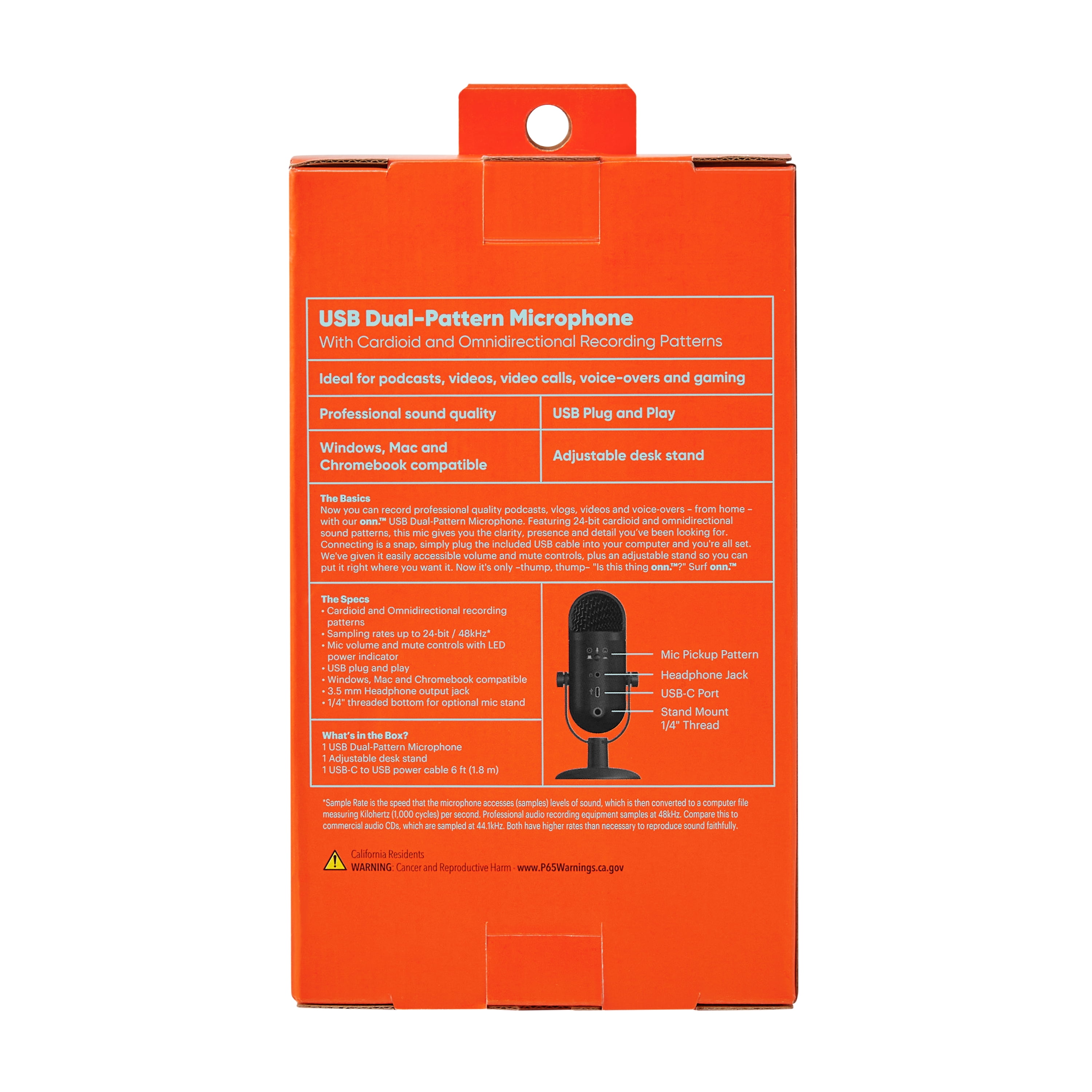 onn. USB Dual-Pattern Microphone