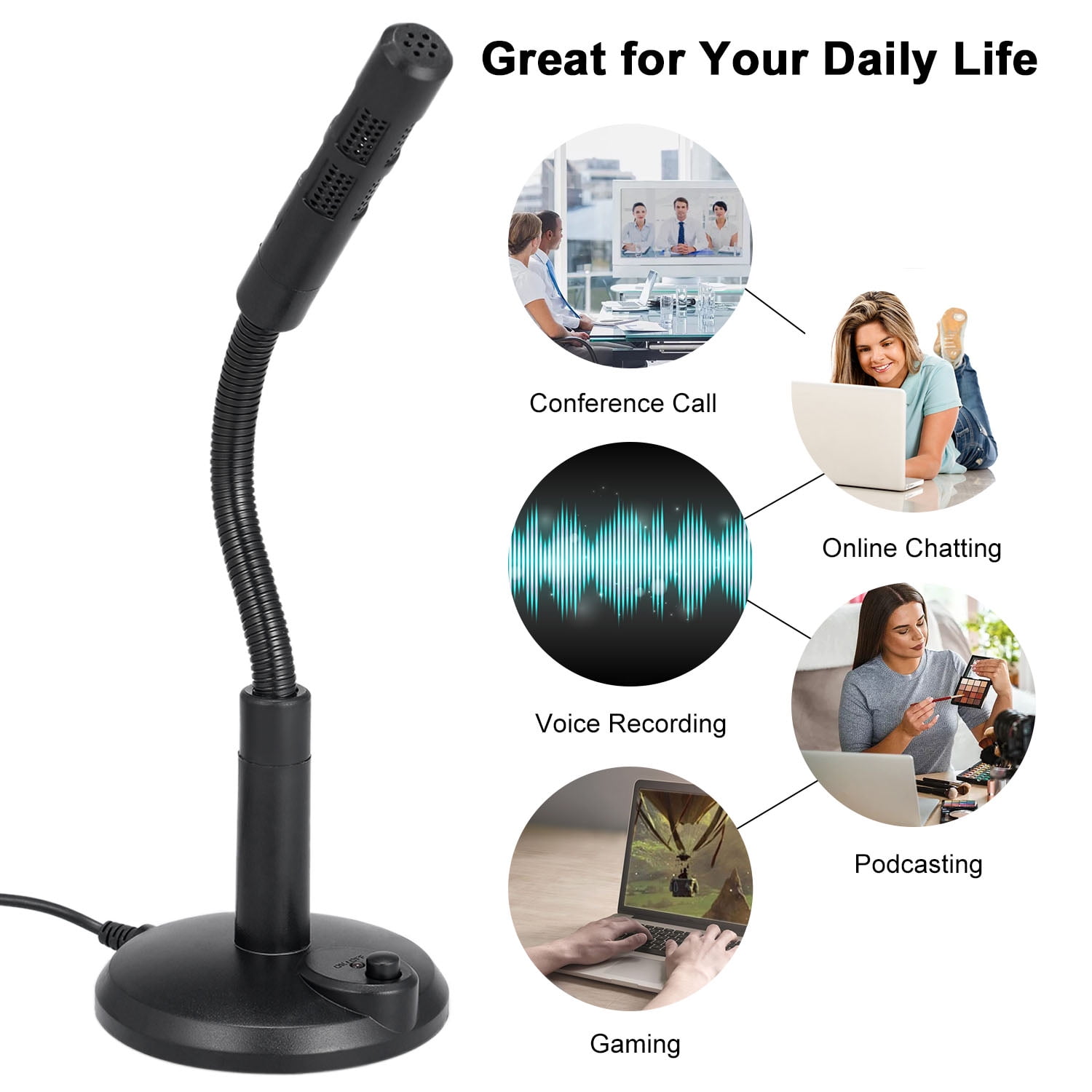 USB Omnidirectional Microphone for Gaming and Chatting
