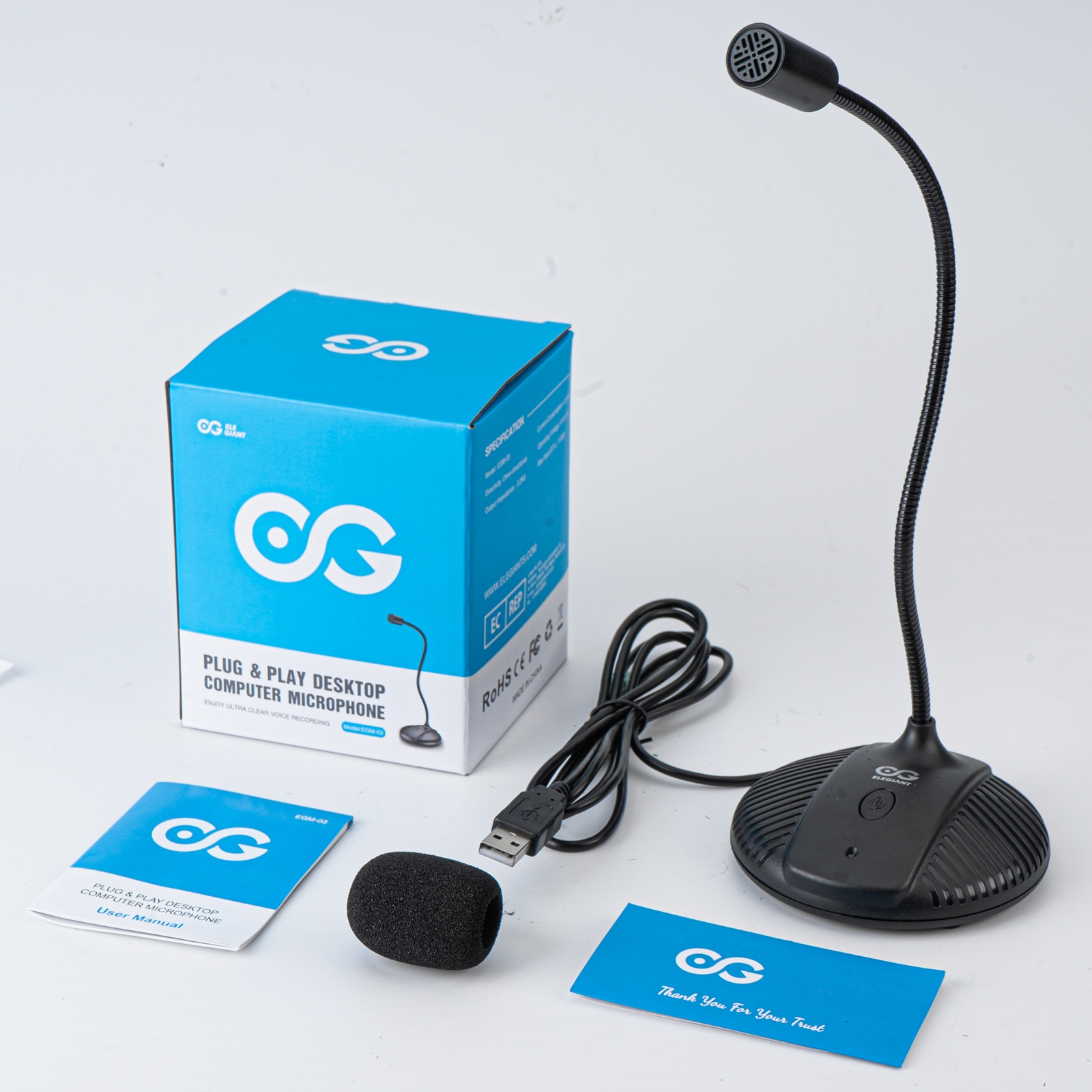 USB Omnidirectional Microphone with Mute Button
