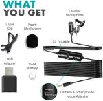 Movo Universal Lavalier Microphone for USB, Laptop, PC, Mac, Smartphone, Camera