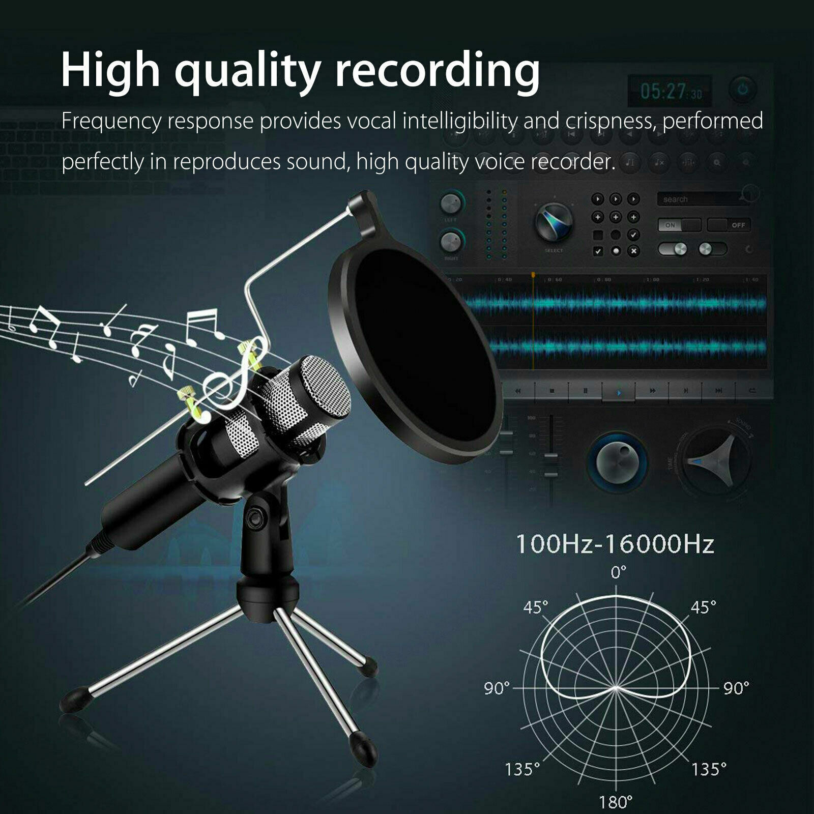 Condenser Mic Kit for Gaming Laptop Studio Recording