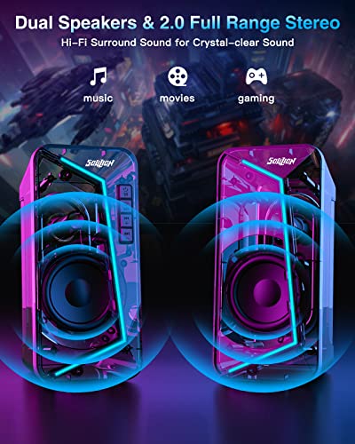 SOULION R40 Gaming Laptop Speakers, USB/Bluetooth V5.3