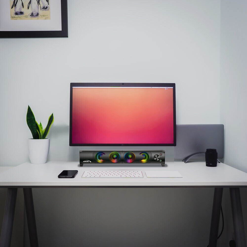 LED Illuminated 2in1 PC Speakers & Soundbar