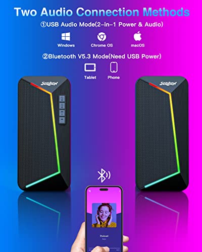 SOULION R40 Gaming Laptop Speakers, USB/Bluetooth V5.3
