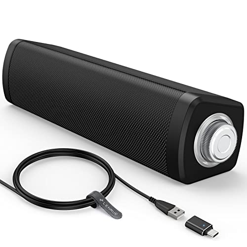 LENRUE USB Computer Speakers, Stereo Sound, Bluetooth/USB C, Black