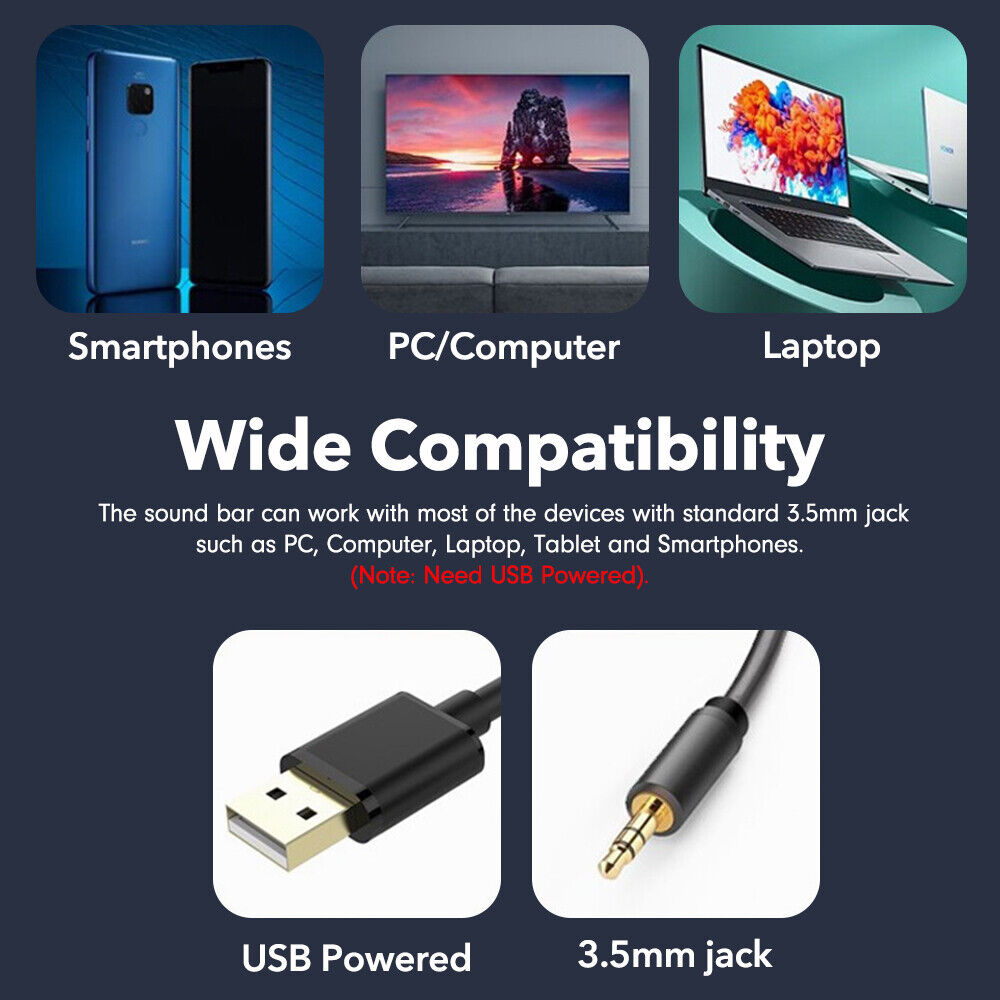 Gaming Laptop Soundbar: Enhanced Wired USB Speaker