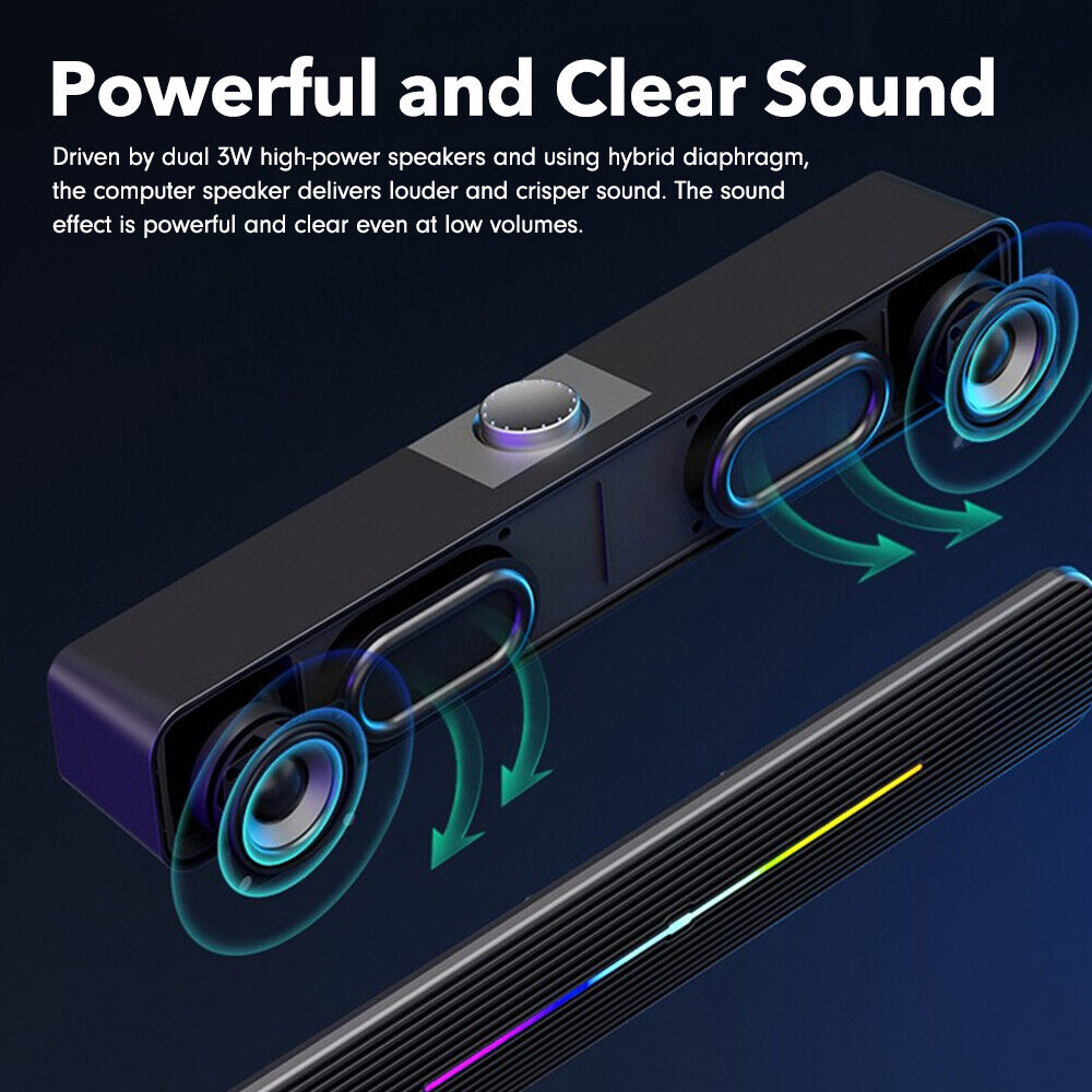 Gaming Laptop Sound Bar with LED & USB