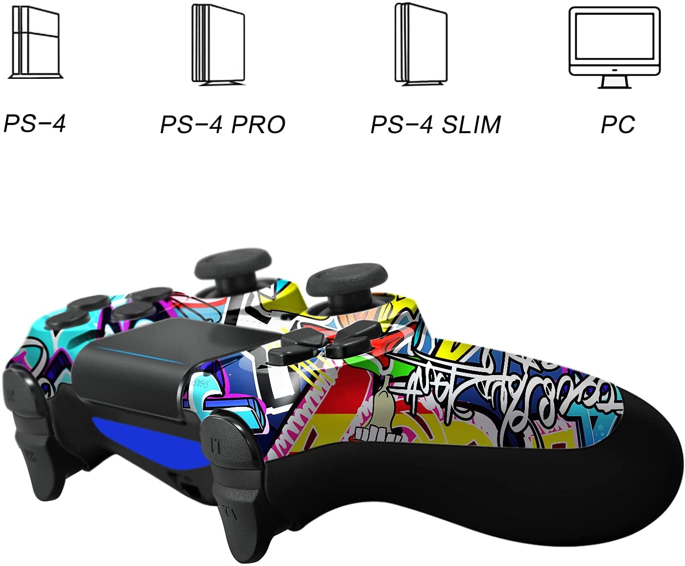 Wireless PS4/Pro/Slim/PC Gaming Controller with Graffiti Design