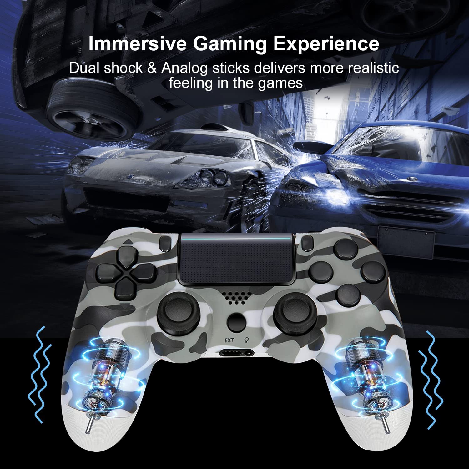 Grey Camo Wireless Controller for PS4/Pro/Slim Console