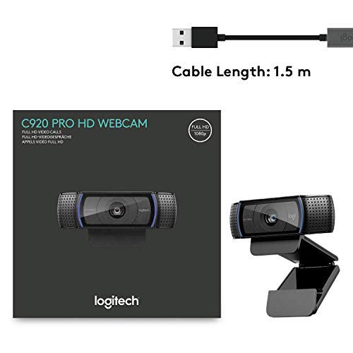 Logitech HD Pro Webcam C920, 1080p Wide-View Video