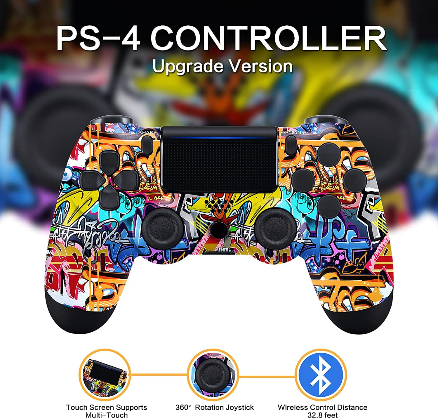 Wireless PS4/Pro/Slim/PC Gaming Controller with Graffiti Design