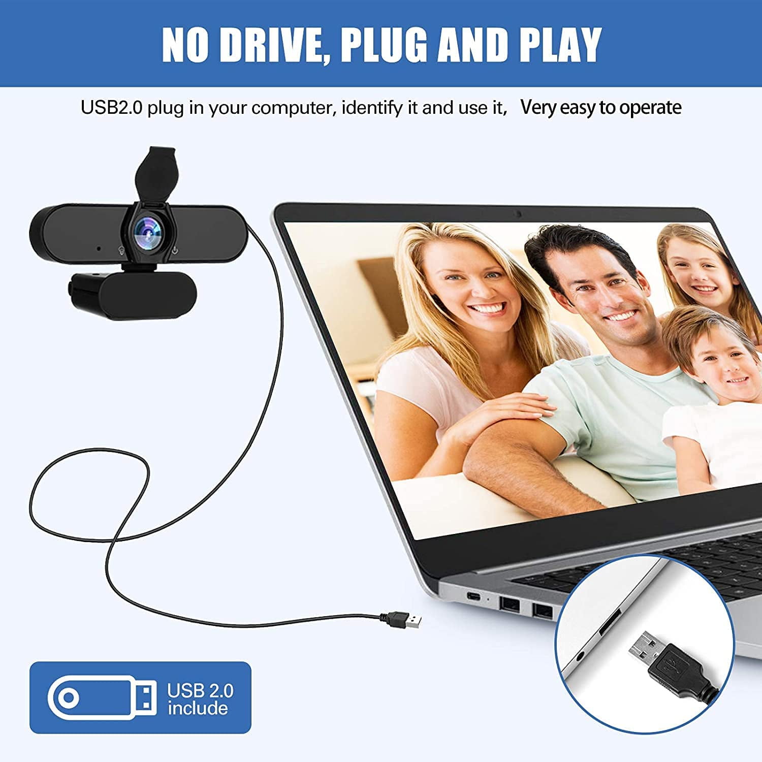 1080p HD Webcam with Microphone for Gaming Laptops