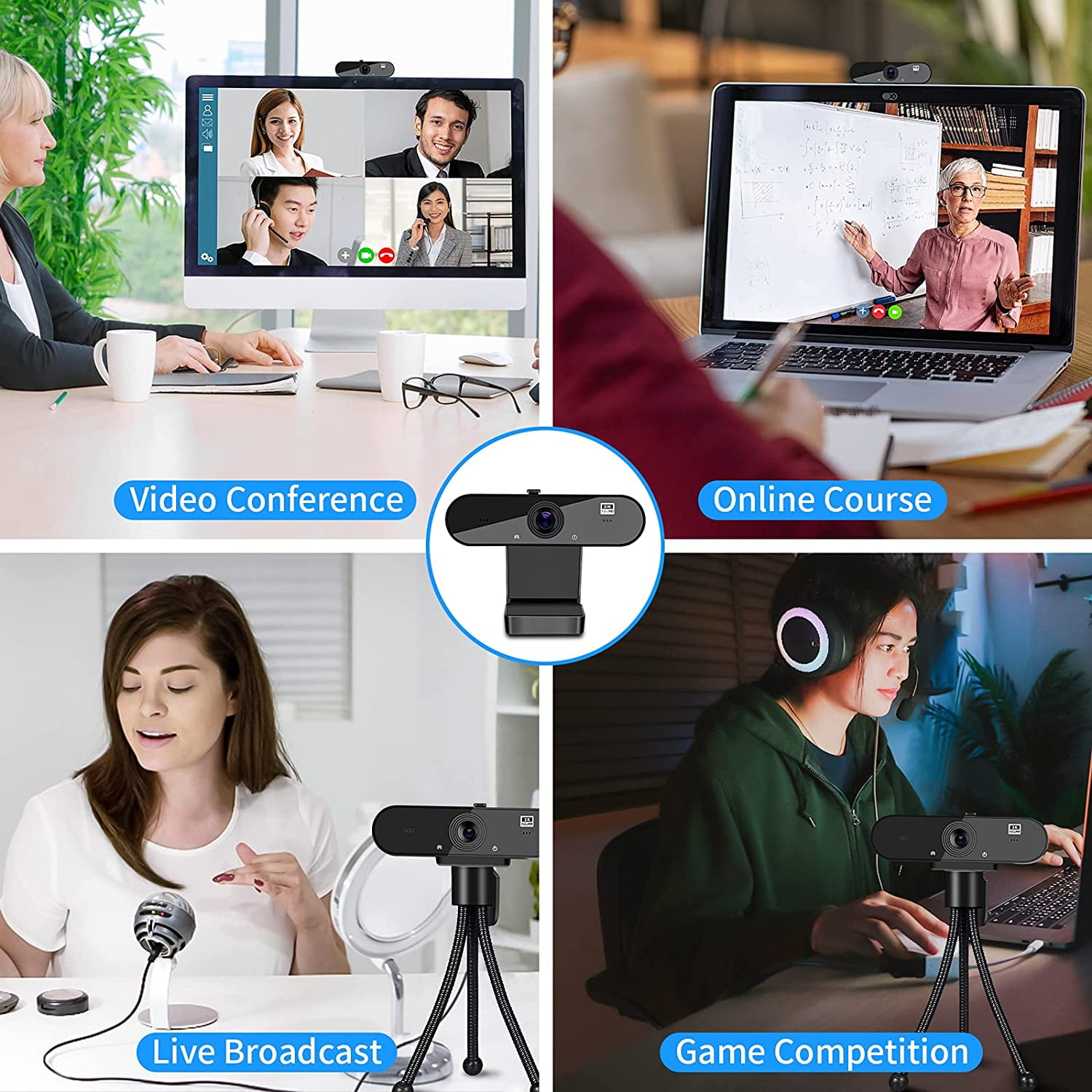 1080p HD Webcam with Microphone for Gaming Laptops