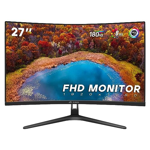 CRUA 27" 180HZ Curved Gaming Monitor, Full HD