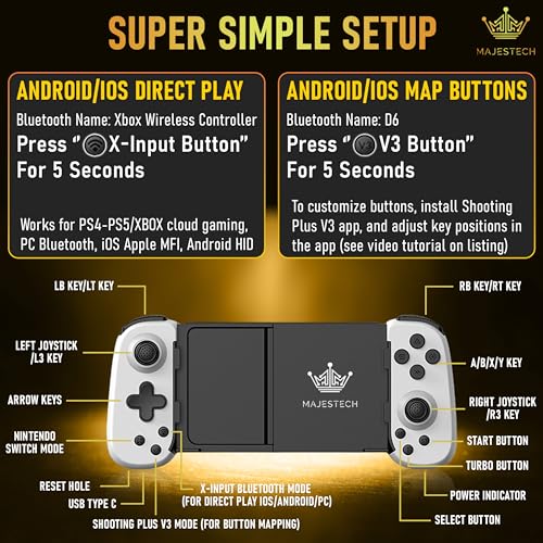 Majestech D6 Wireless Gamepad for iPhone/Android Gaming