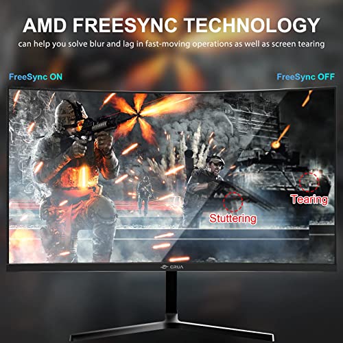 24" CRUA Curved Gaming Monitor, 144hz/180hz, FHD 1080P