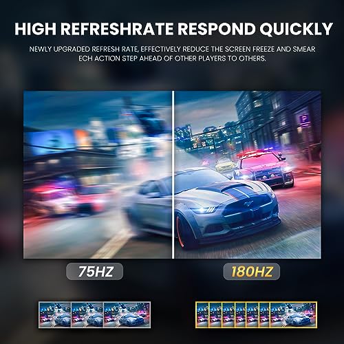 24" CRUA Curved Gaming Monitor, 144hz/180hz, FHD 1080P