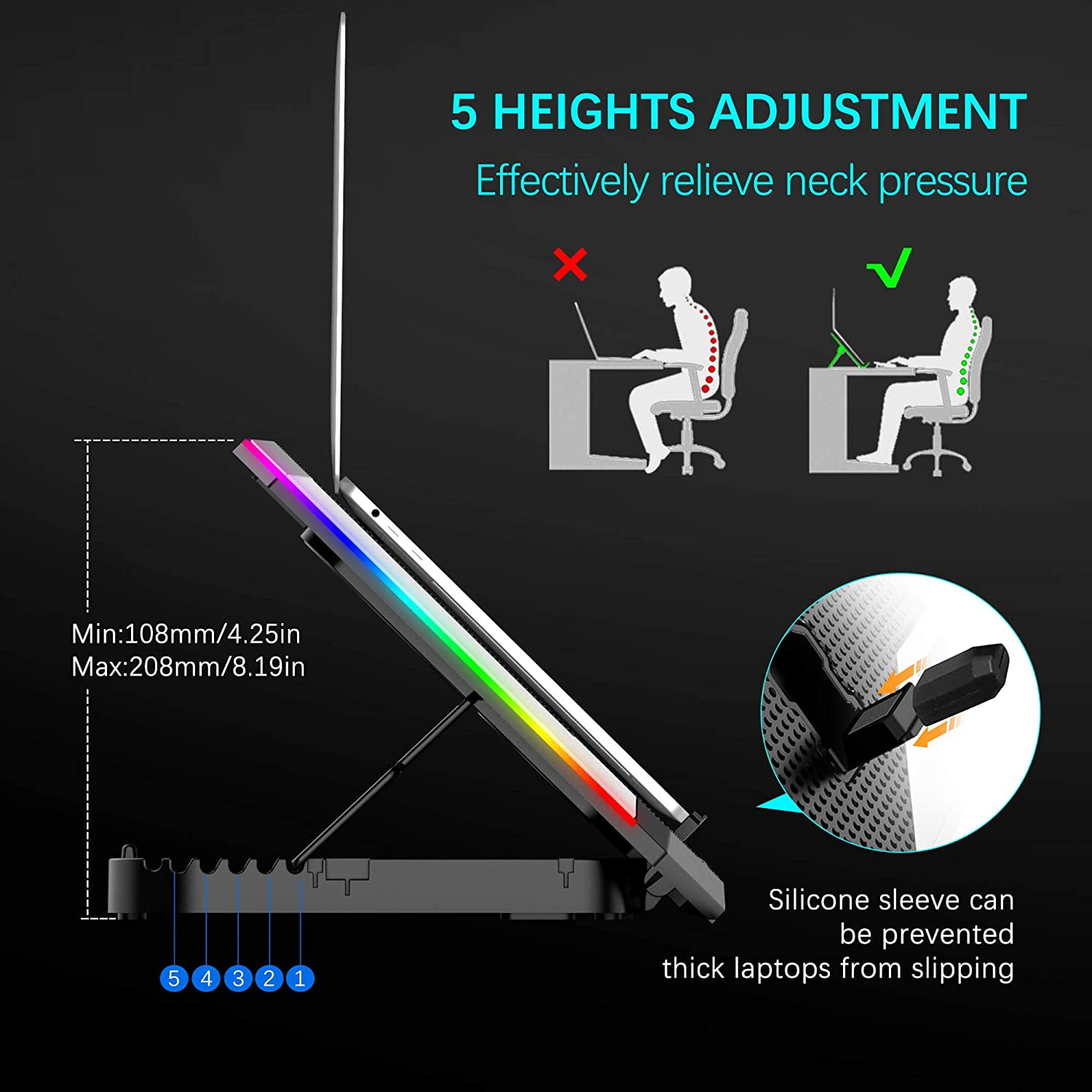 Topmate C11 Laptop Cooling Pad - RGB Gaming Cooler