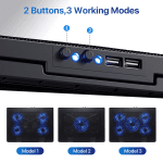PLUSBRAVO Laptop Cooling Pad Stand with Fan Gaming Laptop Cooler with Double USB Interface Adjustable Angle Black