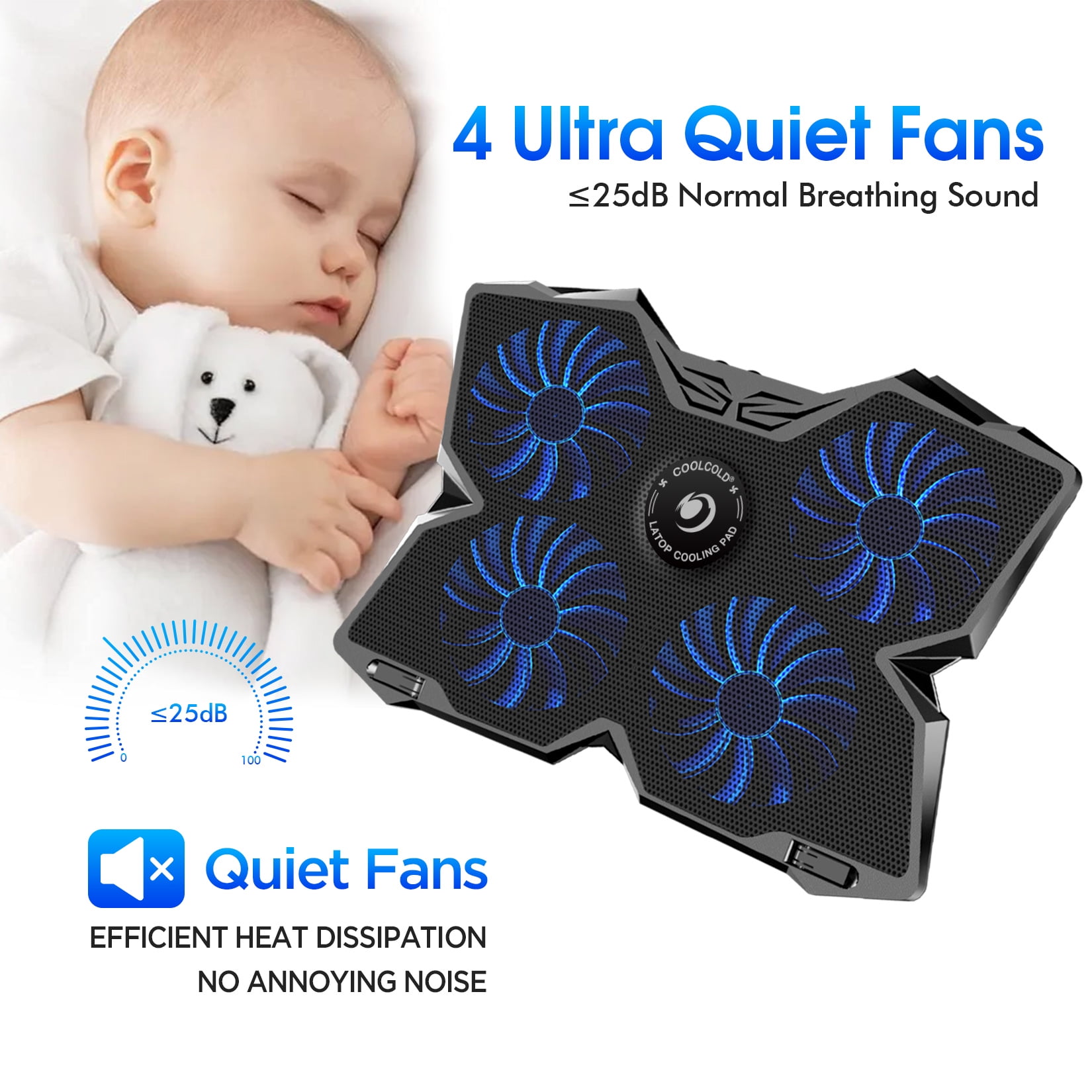 COOLCOLD Laptop Cooling Pad - Blue