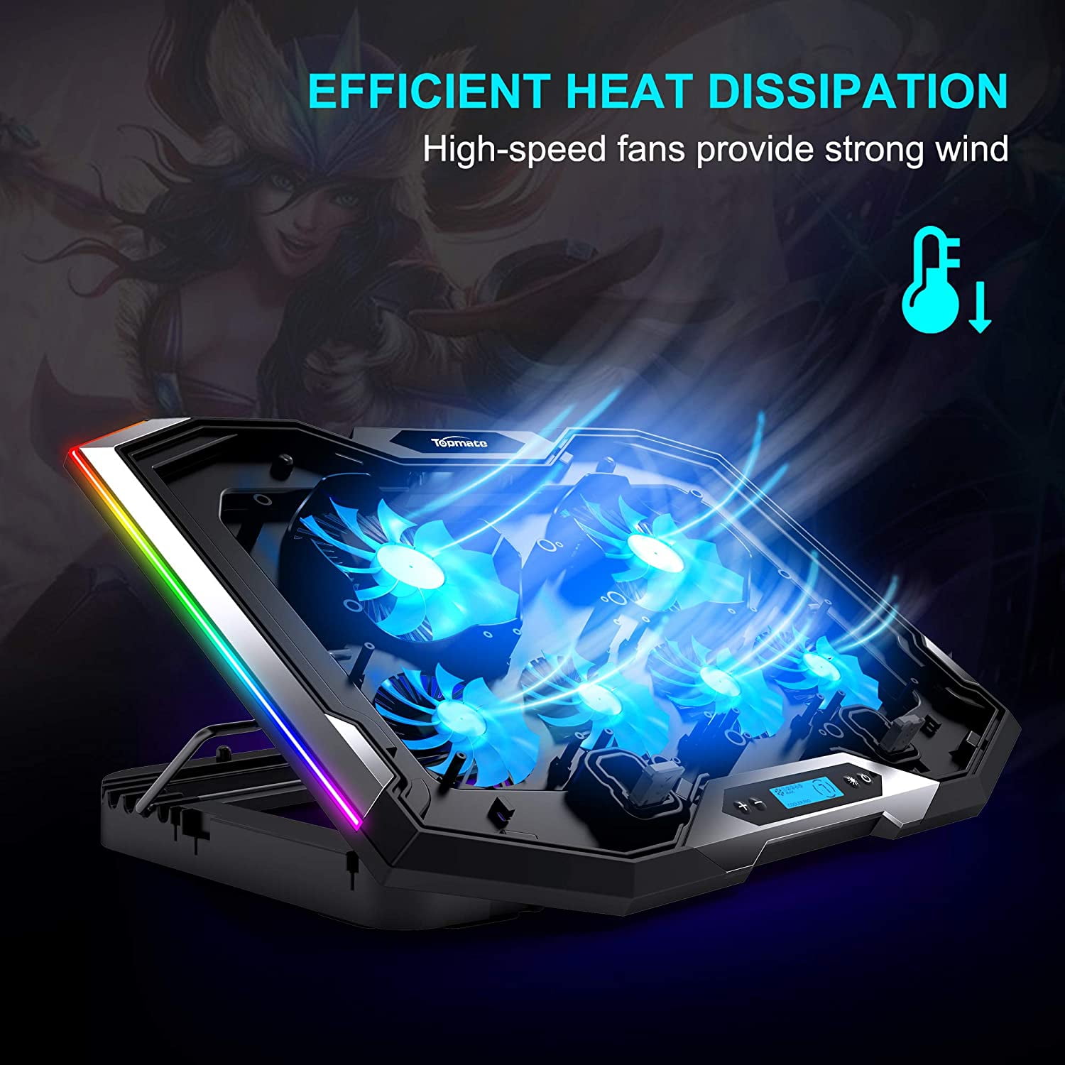Topmate C11 Laptop Cooling Pad - RGB Gaming Cooler