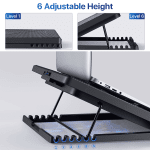 PLUSBRAVO Laptop Cooling Pad Stand with Fan Gaming Laptop Cooler with Double USB Interface Adjustable Angle Black