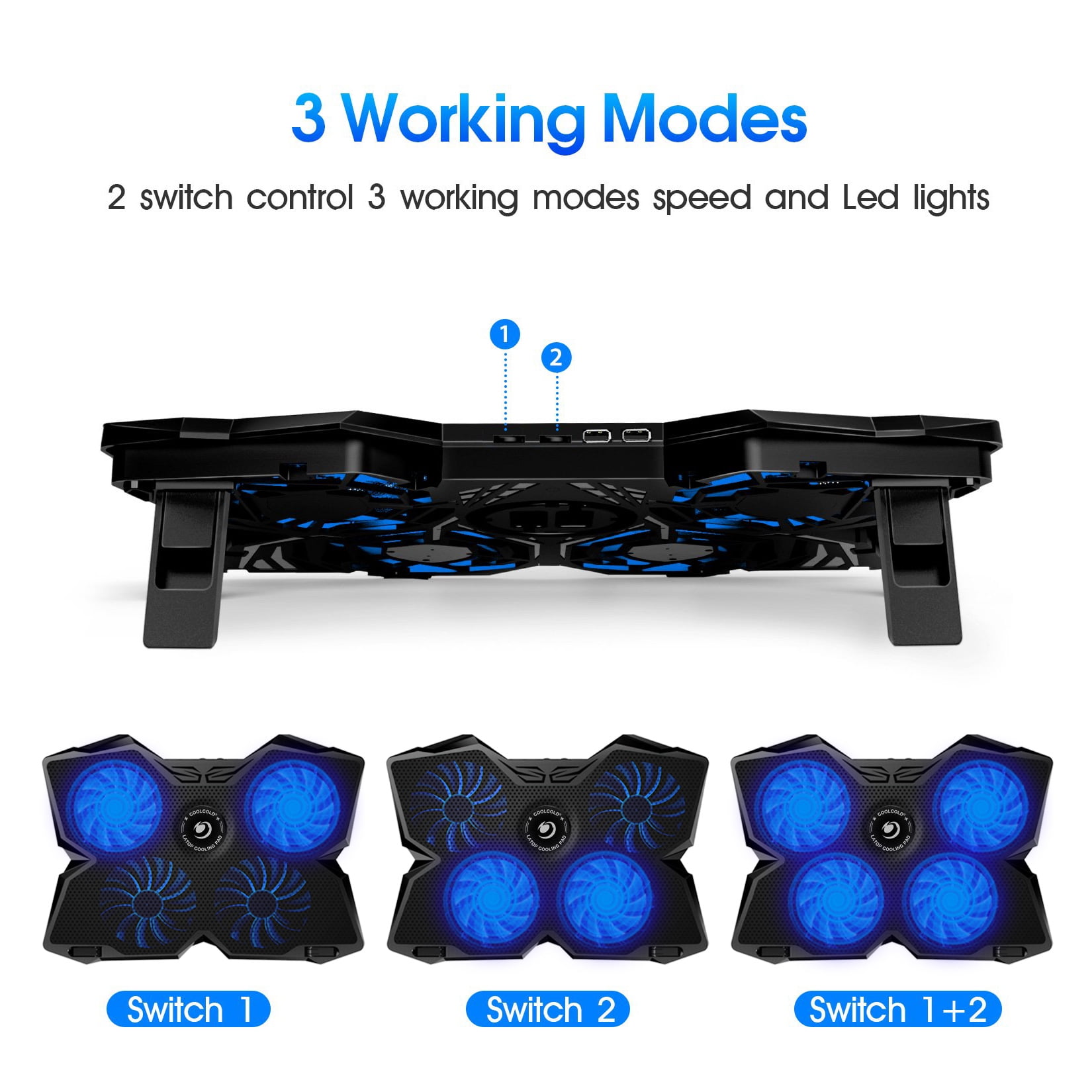 COOLCOLD Laptop Cooling Pad - Blue