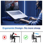 PLUSBRAVO Laptop Cooling Pad Stand with Fan Gaming Laptop Cooler with Double USB Interface Adjustable Angle Black