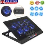 6 Quiet Fans Laptop Cooler Gaming Computer Cooling Pad Mat Tilt Stand LED 12-17"