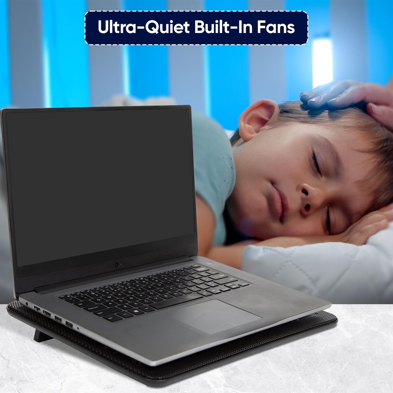 Portable Laptop Cooling Tray for 12" to 17" Laptops Quiet 3 Fans Cooling Pad