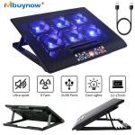 6 Quiet Fans Laptop Cooler Gaming Computer Cooling Pad Mat Tilt Stand LED 12-17"