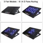 6 Quiet Fans Laptop Cooler Gaming Computer Cooling Pad Mat Tilt Stand LED 12-17"