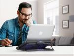 Quiet Laptop Cooler 5 Powerful Fans Gaming Cooling Mat Pad Stand Tilt for 12-17"